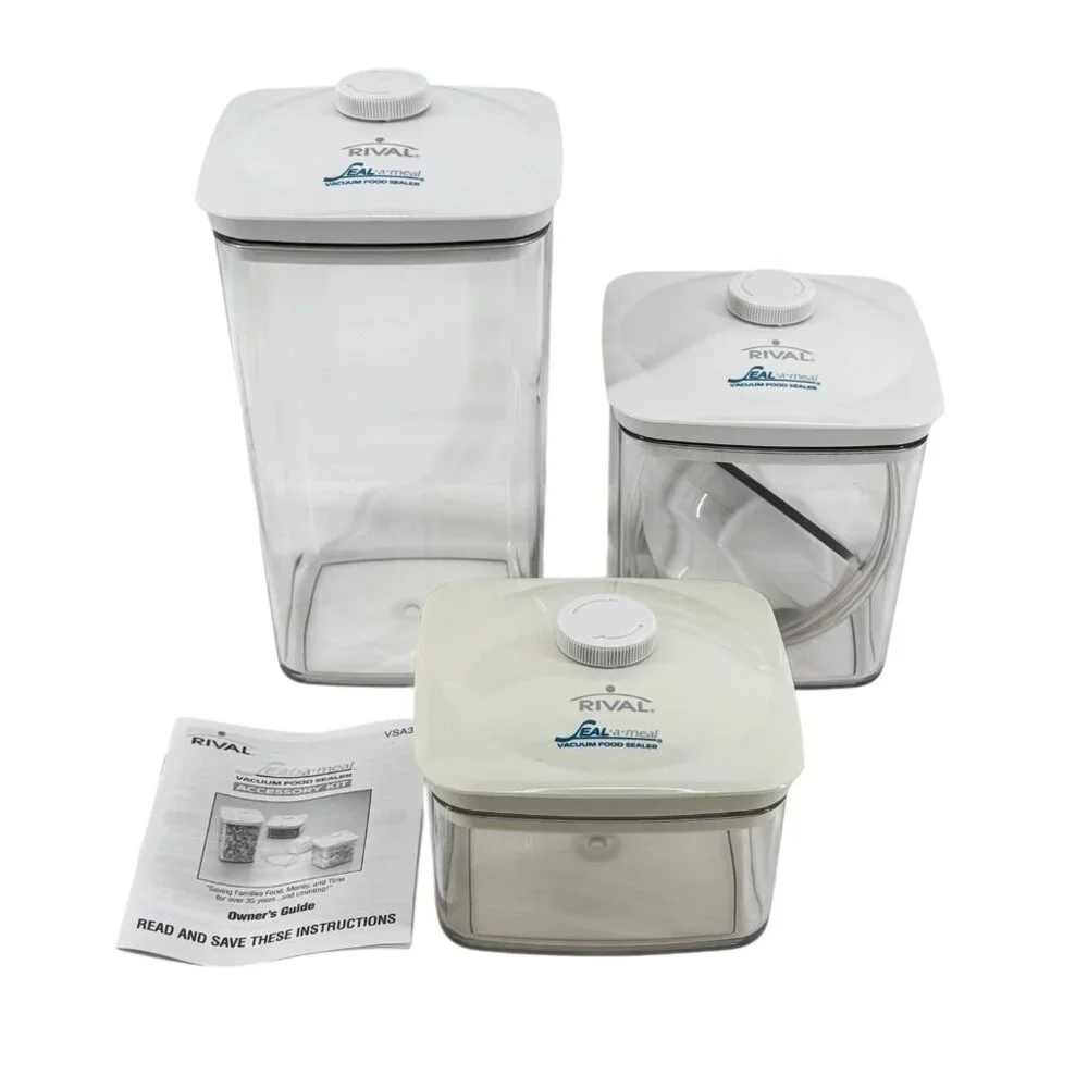 Rival Seal-A-Meal 3 Canisters 3 Lids Hose Sealer Accessory Kit VSA3 Unused